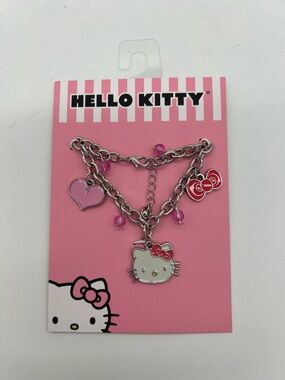 Sanrio Hello Kitty Charm Bracelet Bow Pink Heart Hello Kitty Charm Adjustable